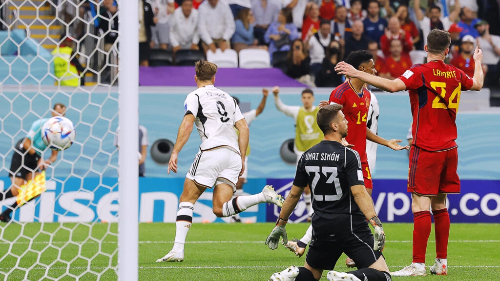 Germany substitute Niclas Fullkrug turns away after scoring a late equaliser against Spain to keep his side's World Cup hopes alive Odd ANDERSEN AFP