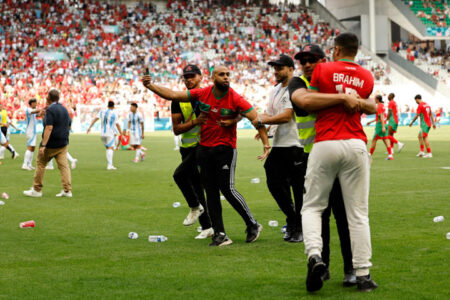 Argentina ‘equaliser’ ruled out by VAR nearly two hours after Morocco match suspended