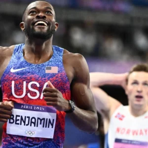 Benjamin trumps Warholm for Olympic 400m hurdles gold