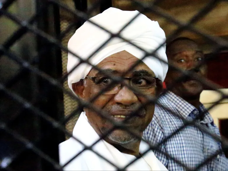 File photo from the start of the sentencing hearing for ousted Sudanese President Omar al-Bashir (Reuters)