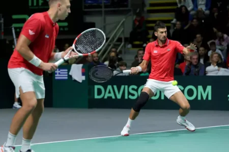 Doubles win for Djokovic secures Serbia’s Davis Cup status